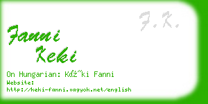 fanni keki business card